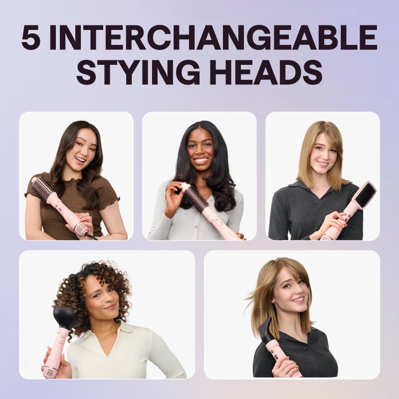 wavytalk Blow Dryer Brush Set, Wavytalk Air Sculpt 5-in-1 Hot Air Brush Set, Multi Hair Styler for Salon Blowouts, Smooth Curls, Volumizing and Straightening, Sleek and Less Frizz, Pink - Image 3