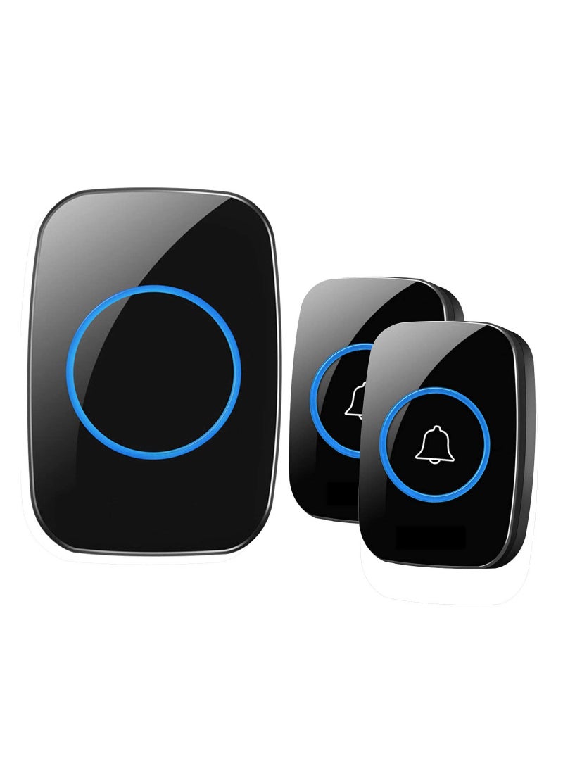 Wireless Doorbell, Waterproof Door Bell Kit, Distinguish front and rear doors, Over 1000 feet Range and 60 Chime, 5 Levels Volume and LED Flash, for Home Office Classroom - Image 1