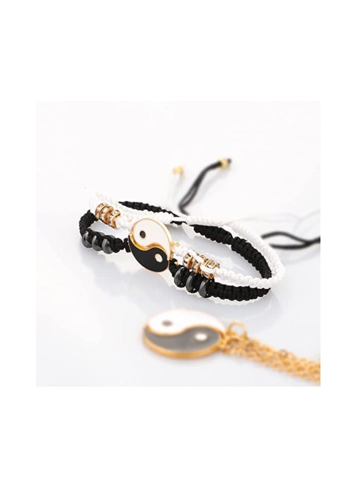 Excefore Couples Bracelet Friendship Bracelet Women's Bracelets Adjustable Cord Bracelet for Friendship Relationship  Valentines Gift Handmade Long Distance Bracelets Beads Hand Woven Bracelet - Image 2