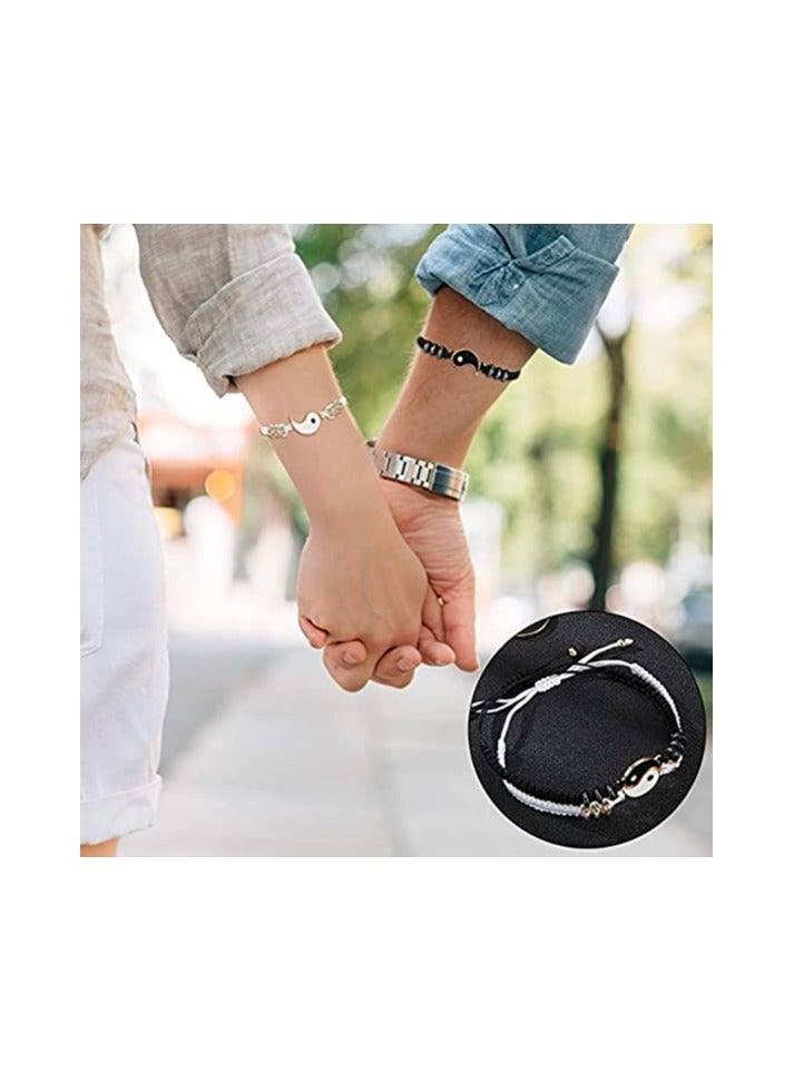 Excefore Couples Bracelet Friendship Bracelet Women's Bracelets Adjustable Cord Bracelet for Friendship Relationship  Valentines Gift Handmade Long Distance Bracelets Beads Hand Woven Bracelet - Image 3