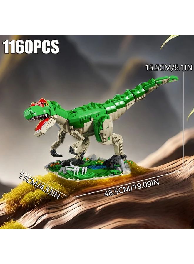 Green 1160PCS Dinosaur Building Block Set Educational Science Toy Creative Desktop Ornament Christmas Birthday Gift For Adults And Teenagers - Image 1