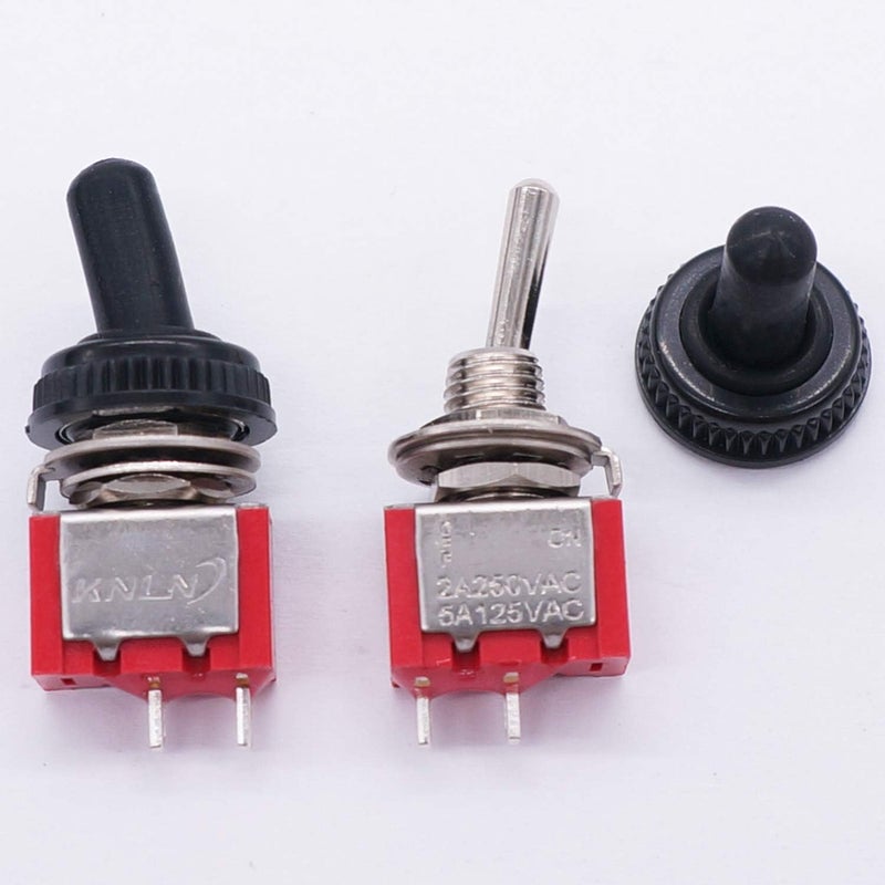 Twidec /10Pcs Mini Toggle Switch SPST 2 Position 2 Pins ON/Off AC 125V 5A Car Boat Switches with Waterproof Cap MTS-101MZ - Image 3