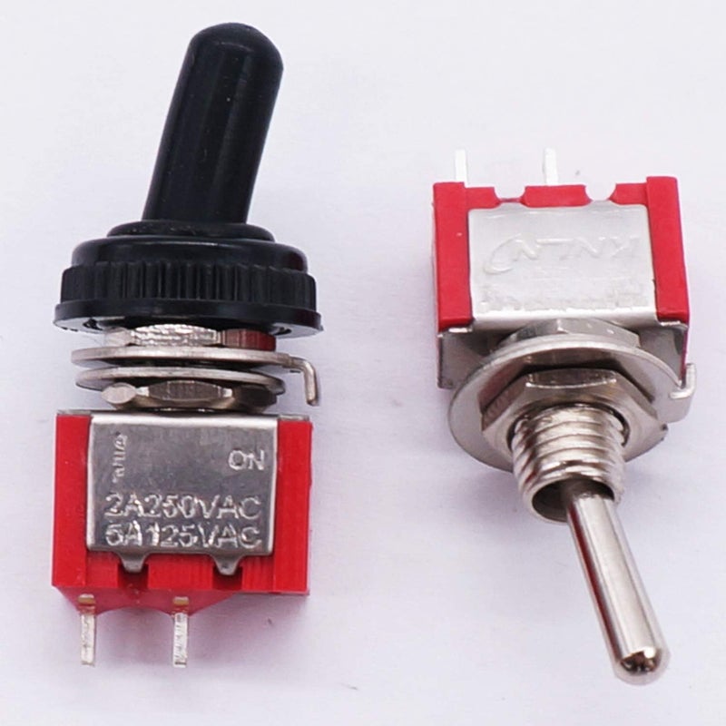 Twidec /10Pcs Mini Toggle Switch SPST 2 Position 2 Pins ON/Off AC 125V 5A Car Boat Switches with Waterproof Cap MTS-101MZ - Image 2