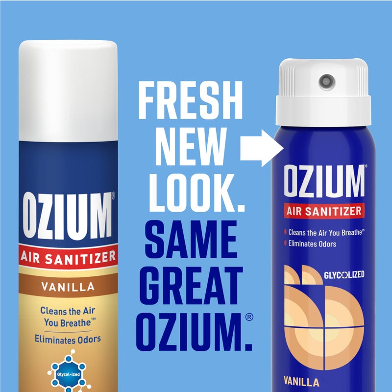 Ozium 3.5 Oz. Air Sanitizer & Odor Eliminator for Homes, Cars, Offices and More, Vanilla Scent, 2 Pack - Image 3