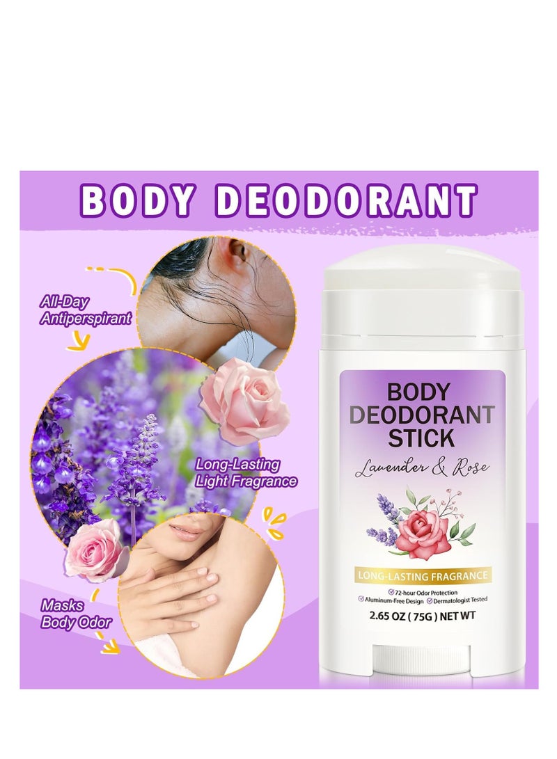 Body Deodorant Stick Smooth Solid 72 Hour Odor Protection, Aluminum-Free, Baking Soda Free Skin Safe, Long Lasting Fragrance, Natural for Women and Men - Image 3