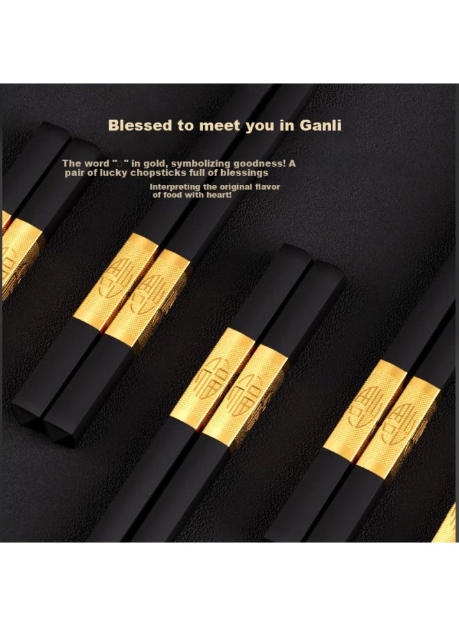 TANG CHOPSTICKS Tang Zong Kuai Gold Blessing Alloy Chopsticks 20 Pairs Set High-end Household Hotel Non-paint Non-wax Tableware Set C2756  - Image 5