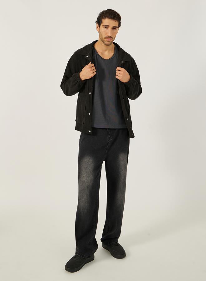 Styli Regular Fit Ribbed Round Neck Vest T-Shirt  - Image 2
