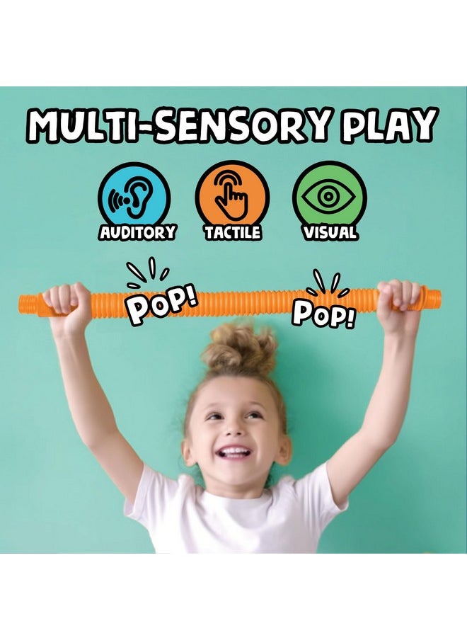BUNMO - Stocking Stuffers For Kids - Pop Tubes - Sensory Toys - Stocking Stuffers - Toddler Toys - Imaginative Play & Stimulating Creative Learning - Stocking Stuffers For Toddlers 3+ - 6 Pack Medium - Image 1