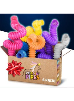 BUNMO Stocking Stuffers For Kids - Pop Tubes - Sensory Toys - Stocking Stuffers - Toddler Toys - Imaginative Play & Stimulating Creative Learning - Stocking Stuffers For Toddlers 3+ - 6 Pack Medium  - Image 1
