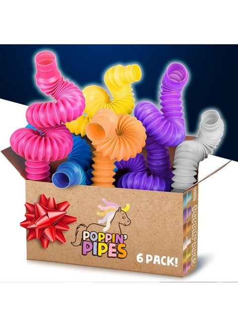 Stocking Stuffers For Kids - Pop Tubes - Sensory Toys - Stocking Stuffers - Toddler Toys - Imaginative Play & Stimulating Creative Learning - Stocking Stuffers For Toddlers 3+ - 6 Pack Medium