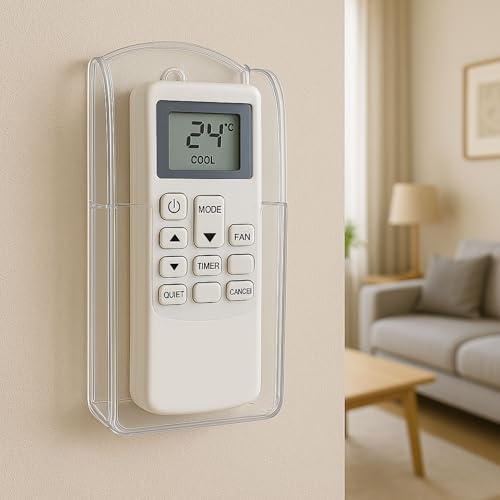 Hian Wall Mounted Remote Holder with Self-Adhesive Hook | Transparent PET Organizer for TV & AC Remotes, Pens & Stationery | No Drill Space Saving Storage for Home, Office & School (Pack of 1) - Image 1