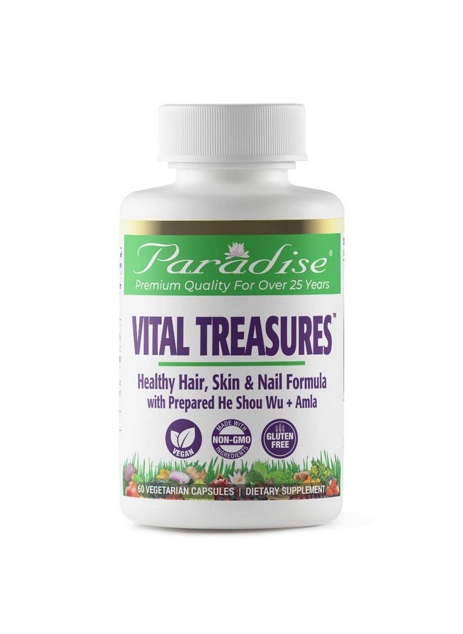 Paradise Herbs Vital Treasures Supplement Hair Skin & Nails Support Vegan Non Gmo Gluten Free 60 Vegetarian Capsules  - Image 1