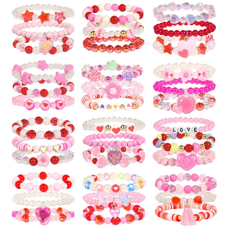 PinkSheep Bracelets for Girls Jewelry: 36 Pcs Kids Bracelets, Kids Jewelry Age 3 4 5 6 7 Years Old Princess Girl Party Favors - Image 1