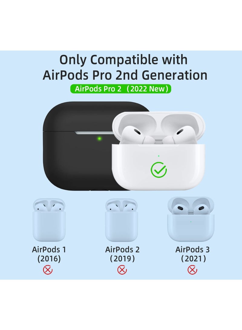 أنيوغرو حافظة سيليكون Anyong Airpods Pro 2، غطاء واقي ناعم مع قلم تنظيف، مقاوم للخدش والانزلاق، مصباح LED أمامي مرئي لأجهزة Apple Airpods Pro 2 Generation (2022) - Image 2