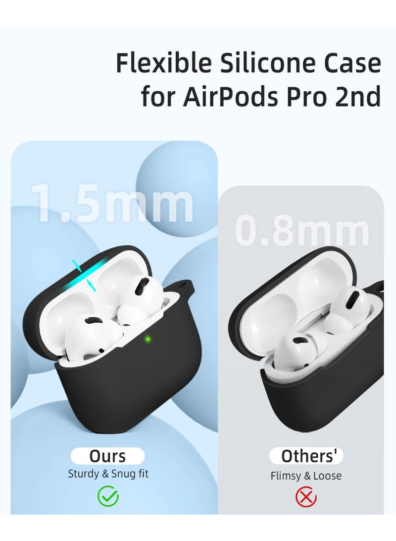 أنيوغرو حافظة سيليكون Anyong Airpods Pro 2، غطاء واقي ناعم مع قلم تنظيف، مقاوم للخدش والانزلاق، مصباح LED أمامي مرئي لأجهزة Apple Airpods Pro 2 Generation (2022) - Image 3