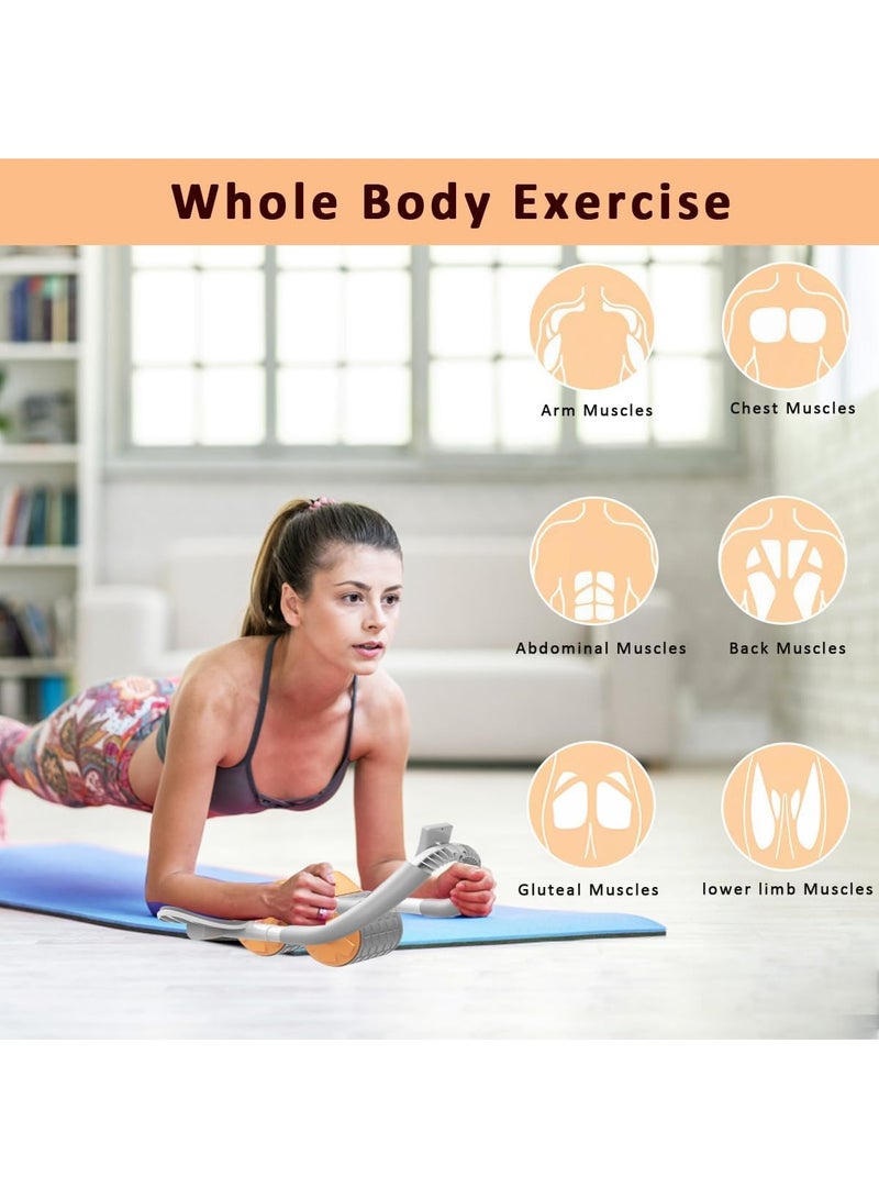 Nariele Automatic Roller Abs Wheel with Elbow Support Rebound Abdominal Wheel Roller Ab rollers Wheel Exercise Equipment with Knee Pad and Timer Mobile Phone Holder for Men Women (Regular Version Orange) - Image 4