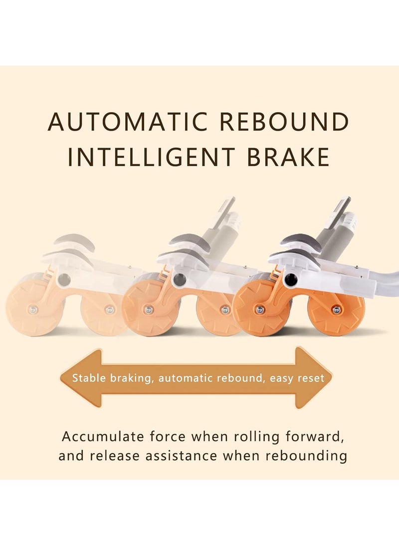 Nariele Automatic Roller Abs Wheel with Elbow Support Rebound Abdominal Wheel Roller Ab rollers Wheel Exercise Equipment with Knee Pad and Timer Mobile Phone Holder for Men Women (Regular Version Orange) - Image 3