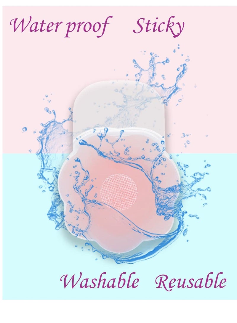 SOLARAE Nipple Covers, Silicone Breast Lift Reusable Breast Pasties, Invisible Self Adhesive Silicone Breast Pads, Breathable, Cup Nipple Noose For Women Plum Blossom Shape - Image 4