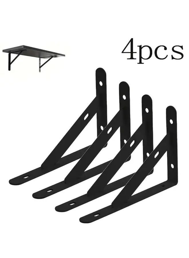 4Pcs Black 6 Inches Heavy Duty Steel L Shaped Corner Brackets 90 Degree - Image 2