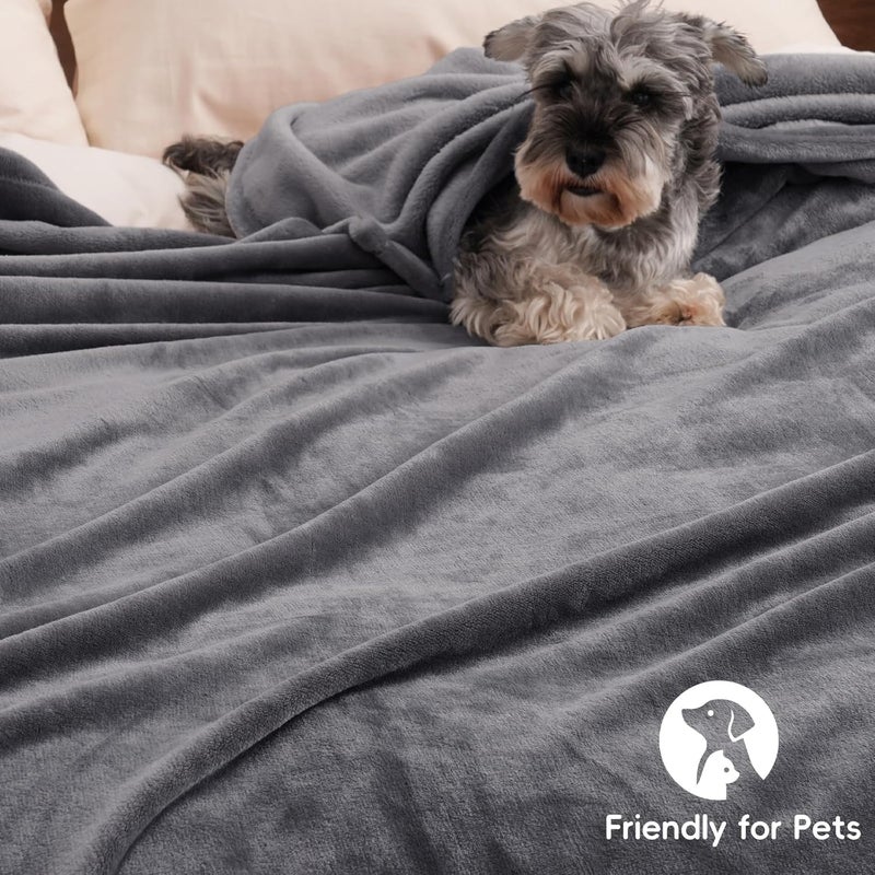 PHF Ultra Soft Fleece Blanket King Size, No Shed No Pilling Luxury Plush Cozy 300GSM Lightweight Blanket for Bed, Couch, Chair, Sofa Suitable for All Season, 274cm x 229cm, Grey - Image 5