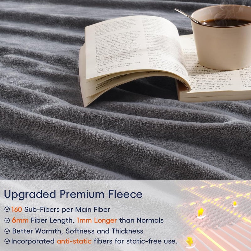 PHF Ultra Soft Fleece Blanket King Size, No Shed No Pilling Luxury Plush Cozy 300GSM Lightweight Blanket for Bed, Couch, Chair, Sofa Suitable for All Season, 274cm x 229cm, Grey - Image 4