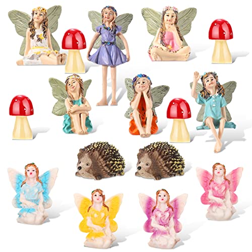 Roowest 16 Pcs Garden Accessories Miniatures Fairies Kit Resin Hedgehogs Cute Tiny Mushroom Miniature Figurines Mini Garden Micro Landscape Ornaments for Lawn Yard Home Outdoor Decorations - Image 3
