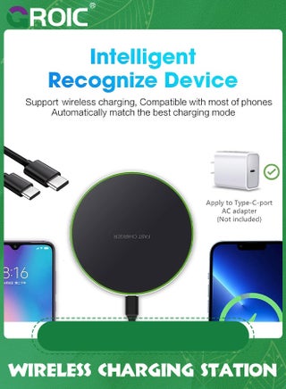 قاعدة شحن لاسلكية سريعة بقدرة 20 واط، محطة شحن لاسلكية للهواتف متوافقة مع أجهزة iPhone 15/14/13/12/11/SE/X وAirPods، تدعم الشحن السريع لأجهزة Samsung Galaxy S23/S22/S21/S20/Note 20 وBuds وBuds+ وPixel وLG G8/7 - view 5