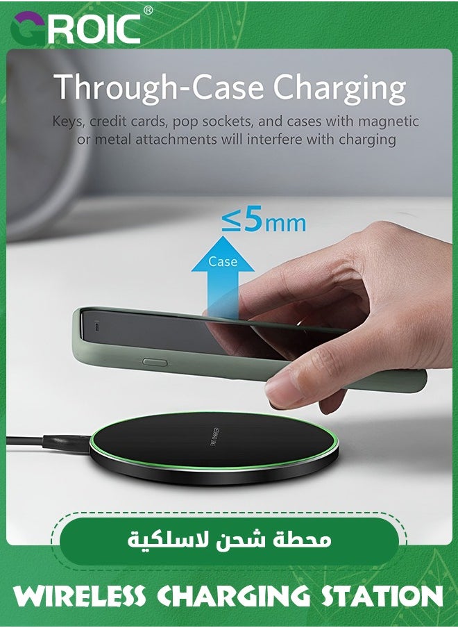 GROIC - 20W Fast Wireless Charger Pad,Wireless Phone Charging Station Compatible with iPhone 15/14/13/12/11/SE/X/AirPods,Fast Charge for Samsung Galaxy S23/S22/S21/S20/Note 20/Buds/Buds +,Pixel,LG G8/7 - Image 1