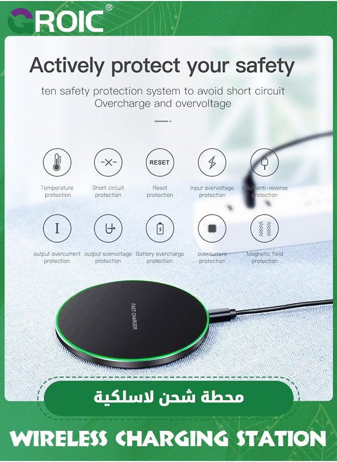 GROIC - 20W Fast Wireless Charger Pad,Wireless Phone Charging Station Compatible with iPhone 15/14/13/12/11/SE/X/AirPods,Fast Charge for Samsung Galaxy S23/S22/S21/S20/Note 20/Buds/Buds +,Pixel,LG G8/7 - Image 1