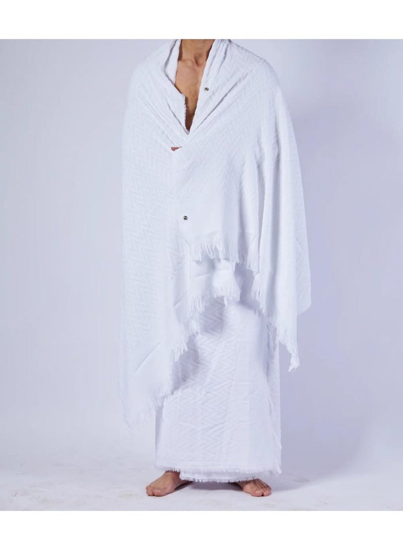 toãlla Ihram Clothing Equipped With Two Snaps And Scotch, Fast Absorption, 100% Natural Cotton, Belt, Strong Snaps And An Internal Pocket,100X240 - Image 1