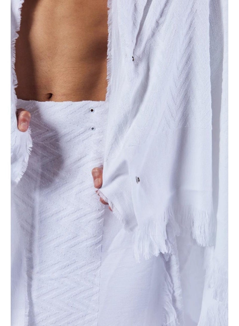 toãlla Ihram Clothing Equipped With Two Snaps And Scotch, Fast Absorption, 100% Natural Cotton, Belt, Strong Snaps And An Internal Pocket,100X240 - Image 2