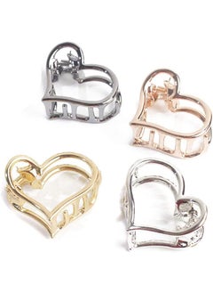 Suoirblss Women Lady Girls Metal Small Heart-Shaped Star Ponytail Clip Hairpin Hair Clamp Holder Hair Claw Accessories (Gold + Silver + Rose Gold + Black) 
