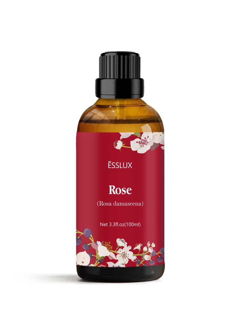 ESSLUX Rose Essential Oil 100ml (3.3 Fl Oz), ESSLUX Aromatherapy Essential Oils for Diffuser, Massage, Soap, Candle Making, Home Fragrance  - Image 1