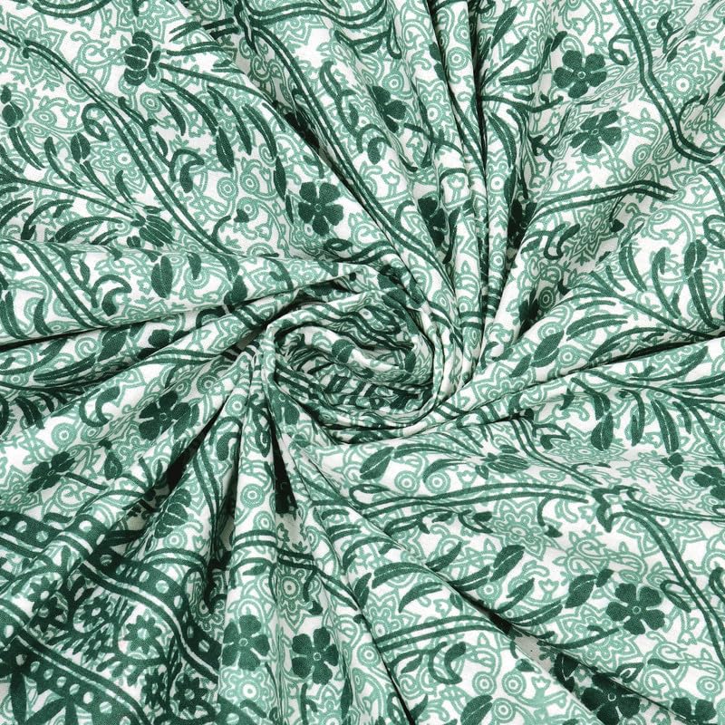 KOTTS & STITCH KOTTS STITCH Jaipuri Cotton Bedsheet Traditional Double Bedsheet 93x108 Pure Cotton with 2 Pillow Covers Ethnic Jaipuri Print for Bedroom or Gifting Green - Image 5