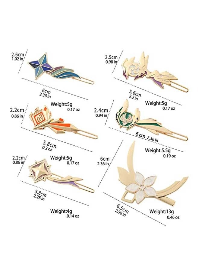 6 قطعة دبوس شعر من سبيكة جينشين الطرفية ، مشبك شعر لعبة الرسوم المتحركة جينشين ، مشبك شعر رائع كوسبلاي - Image 2