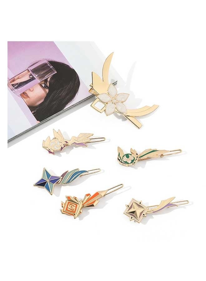 6 قطعة دبوس شعر من سبيكة جينشين الطرفية ، مشبك شعر لعبة الرسوم المتحركة جينشين ، مشبك شعر رائع كوسبلاي - Image 3