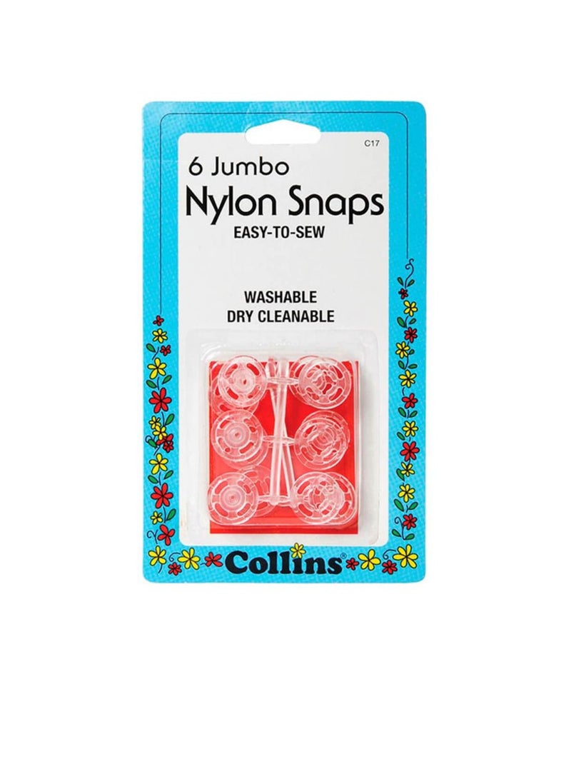 Collins Sew-On Jumbo Nylon Snaps Clear 6pc - Image 2