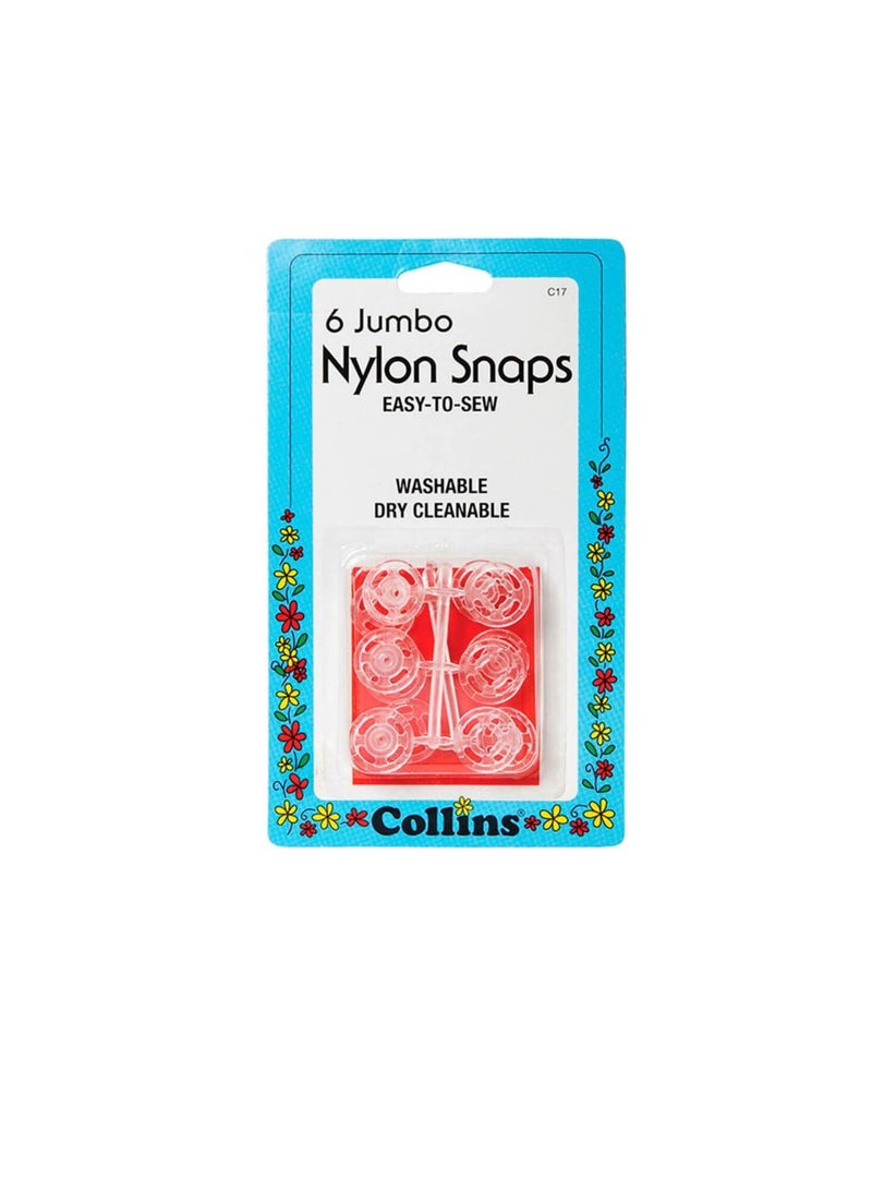 Collins Sew-On Jumbo Nylon Snaps Clear 6pc - Image 3