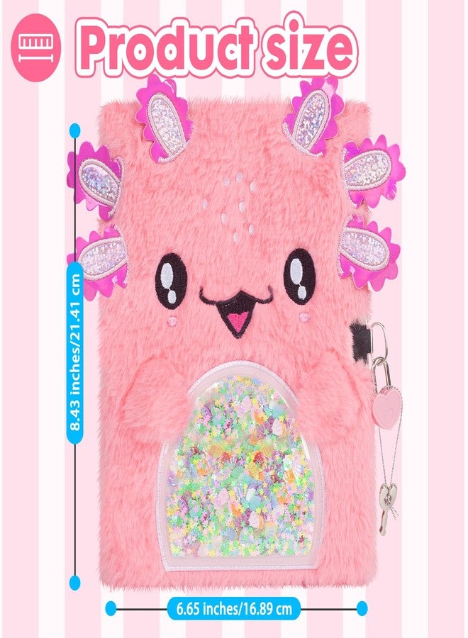 YOYTOO Axolotl Diary for Girls with Lock, Plush Axolotl Toys Gift for Teen Girls, Kids Axolotl Writing Journal Notebook, Birthday Gifts for Little Girls Ages 5 6 7 8 9 10-12 Year Old - Image 5