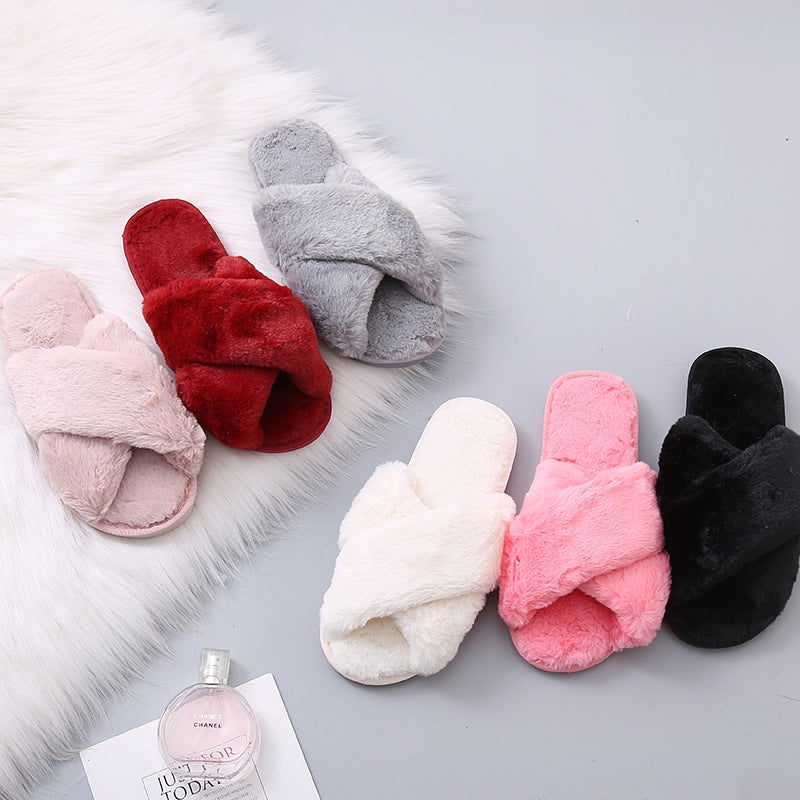 Korean Style Slippers Women''s Summer Home Spring and Autumn Indoor Plush Thick Bottom Home Fluffy Anti-Slip Soft Bottom Summer Outer Wear - Image 4