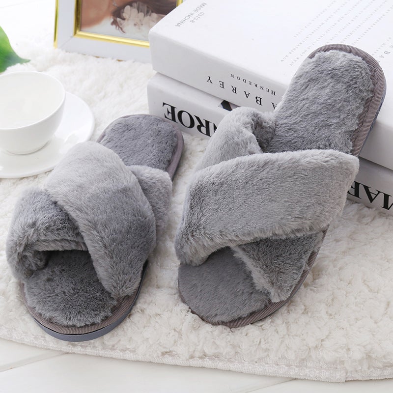 Korean Style Slippers Women''s Summer Home Spring and Autumn Indoor Plush Thick Bottom Home Fluffy Anti-Slip Soft Bottom Summer Outer Wear - Image 5