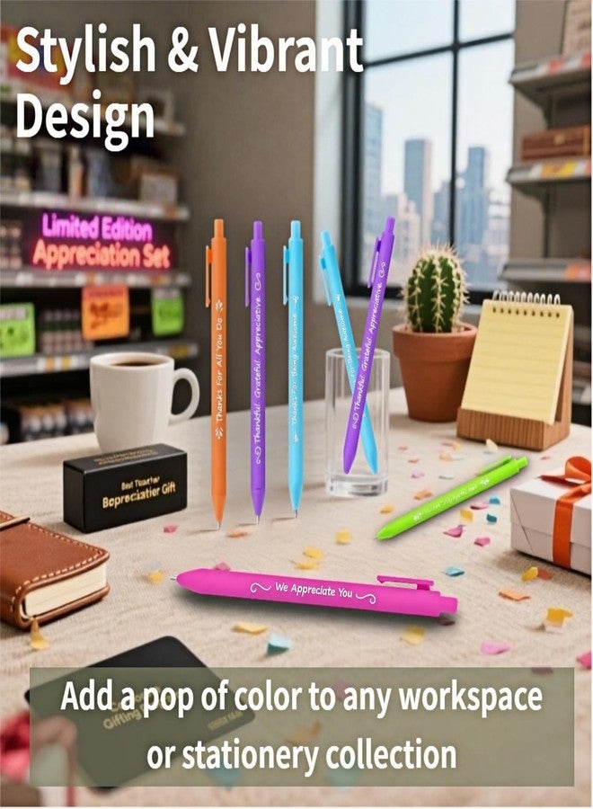 Jxueych 5pcs Funny Gel Pens Thanks Swear Word, Comfortable Writing Black Ink Medium Point 0.5 mm Gift Pretty Pens for Office Gifts (L) - Image 4