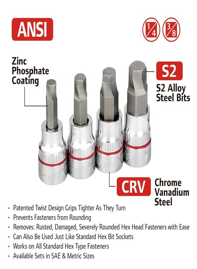 Ingersoll Rand Hand Tools Ingersoll Rand 8 Piece SAE Damaged Fastener Remover Set, Hex Bit Socket Kit for Rounded and Stripped Bolts, Thermoform Socket Storage Tray - 752042 - Image 4