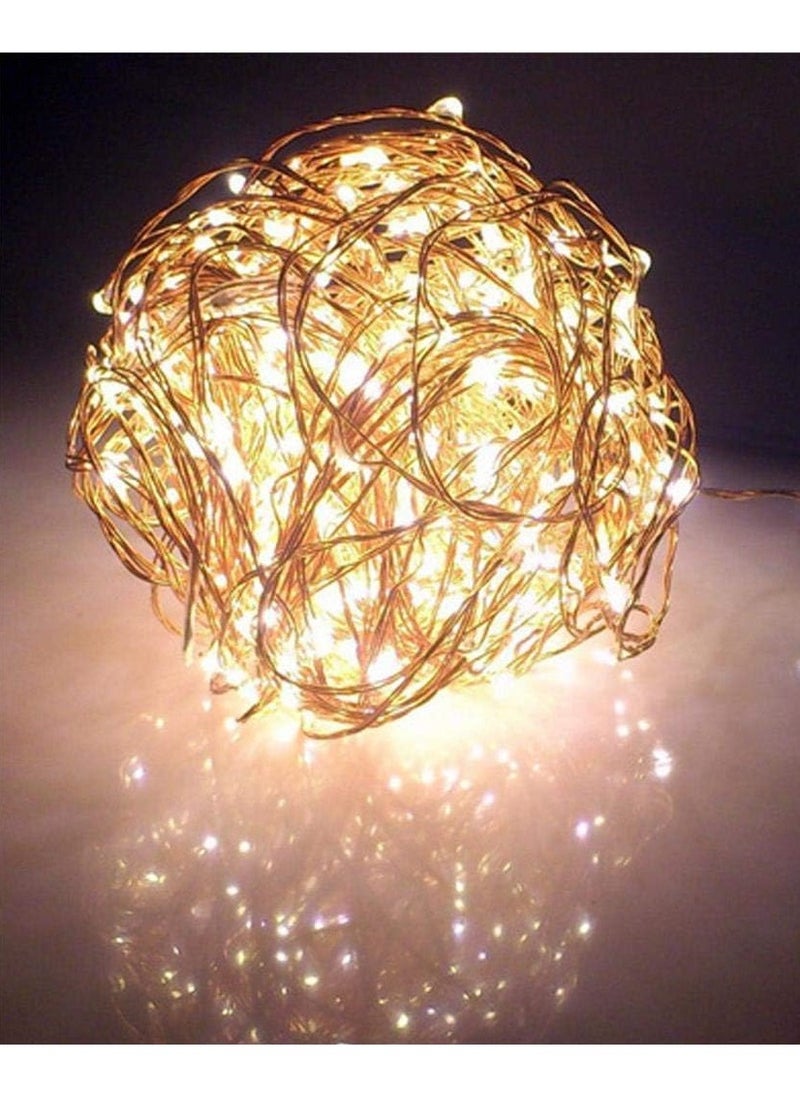 ماركة غير محددة - سلسلة أضواء LED بيضاء دافئة، عبوة واحدة، 10 أمتار، 100 مصباح LED سلسلة أضواء تعمل بالبطارية للاستخدام الخارجي والداخلي، أضواء عيد الميلاد المقاومة للماء، أضواء خرافية لديكورات رمضان كريم - Image 1