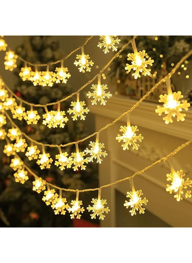The Bros Diwali Lights,10m/30led Warm White String Light Usb 80 Lights Snowflake Light String Garden Home Party Wedding Holiday Decoration，Suitable For Home, Garden, Yard, Wedding And Party Warm White  - Image 1