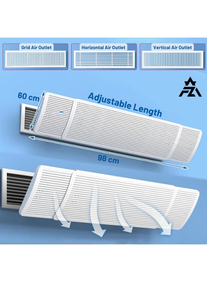 Aarzou Adjustable AC Air Deflector for Central Air Conditioner – Telescopic Wind Direction Baffle (60–98cm) | Side Outlet Vent Cover Shield – Anti-Direct Wind for Home, Office, Bedroom - Image 4