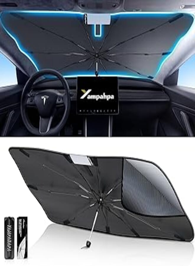 Yampahpa [2024 Newest] Yampahapa Car Windshield Sun Shade umbrella, Sunshade for Car Windshield Nano-sized Condensation Foldable Cover UV Ray Reflector, Car Sun Shade Windshield for Auto Sedan Cool (Medium)