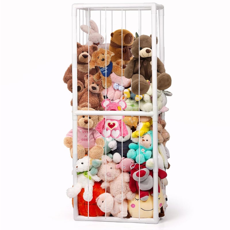 BomSaluka Stuffed Animal Storage Kids Toy Zoo Storage Organizer with Elastic Band Thicken PVC Tube Large Stuffed Animals Holder for Nursery Playroom Bedroom Room Furniture Plush Storage - Image 2