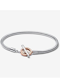 Pandora Violet Pandora Moments Bicolor Logo T-Clasp Snake Link Bracelet  - Image 1