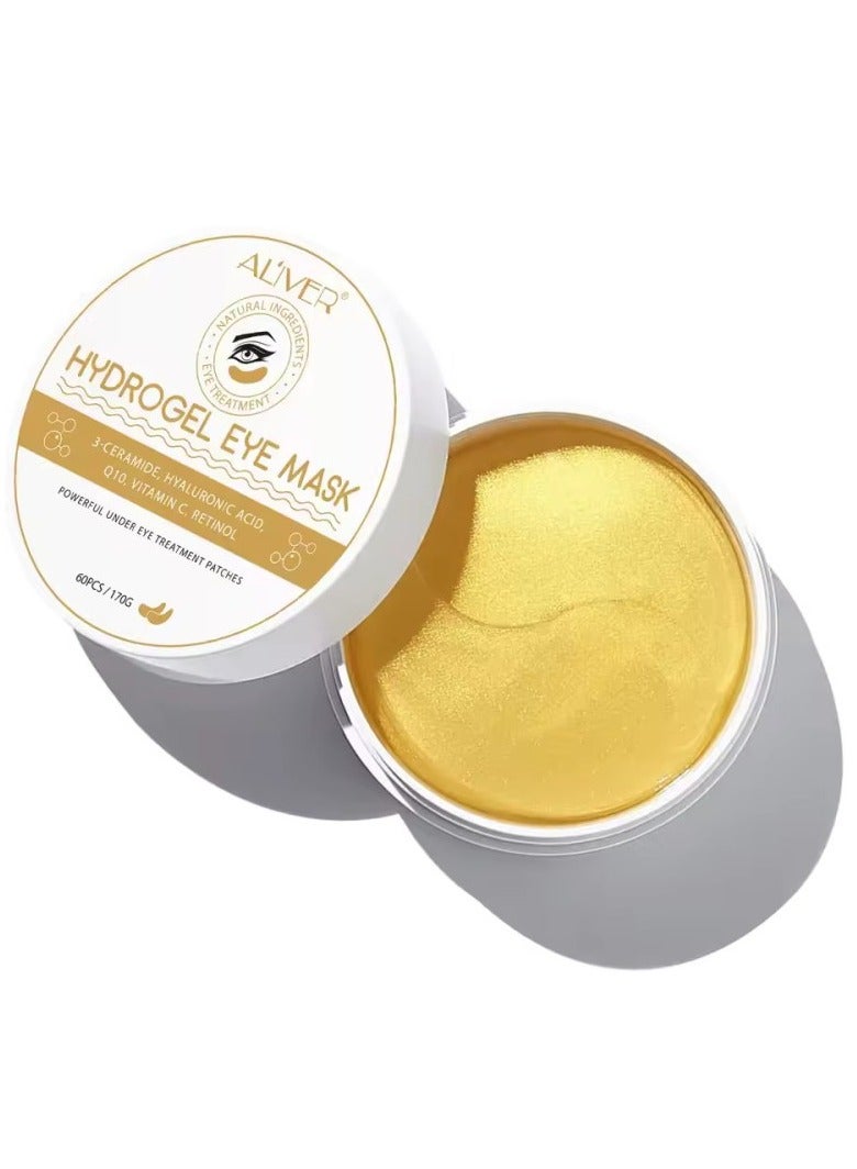 أليفر اقنعة تحت العين، قناع عين ذهبي عيار 24 قيراط، قناع عين كولاجين للانتفاخ والترطيب وتقليل الهالات السوداء واكياس العين، مضاد للشيخوخة والتجاعيد، قناع للعناية بالبشرة 30 زوج - Image 3